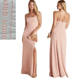 Birdy Grey Ash Dress Crepe Dusty Rose Bridesmaid Maxi with Slit | Size Small